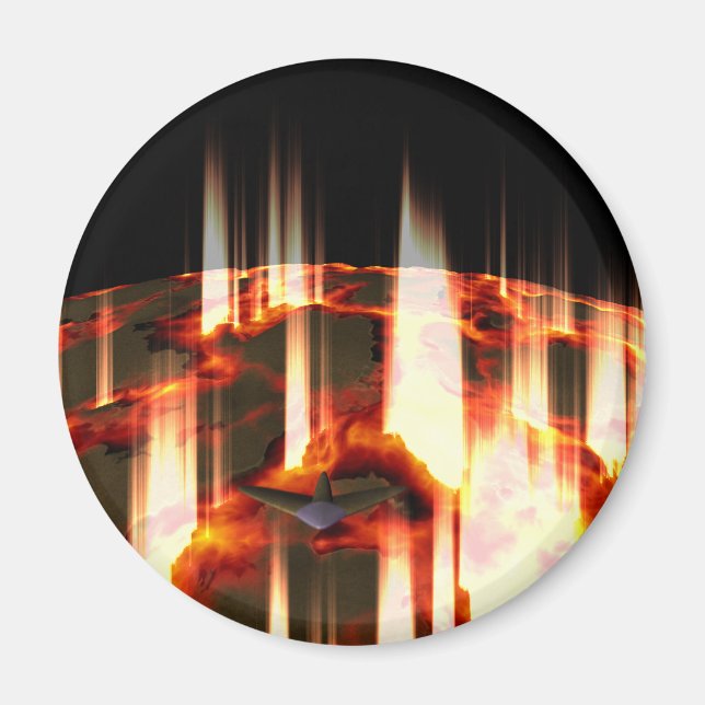 burning planet magnet (Front)