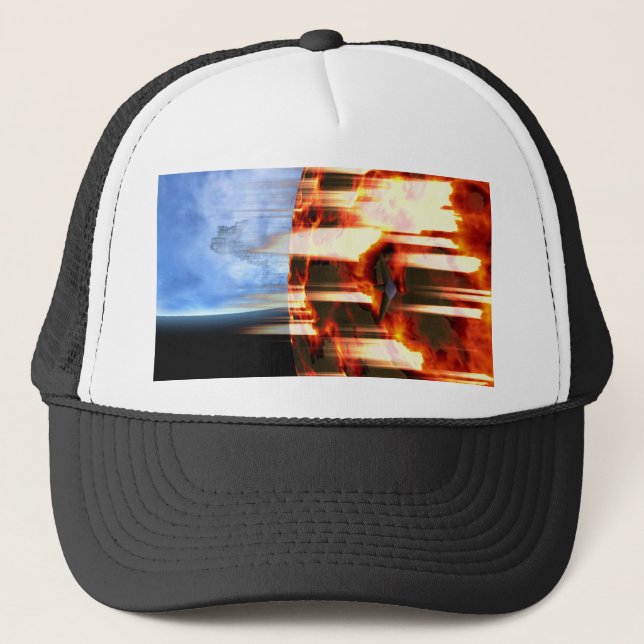 burning planet trucker hat (Front)