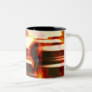 burning planet Two-Tone coffee mug