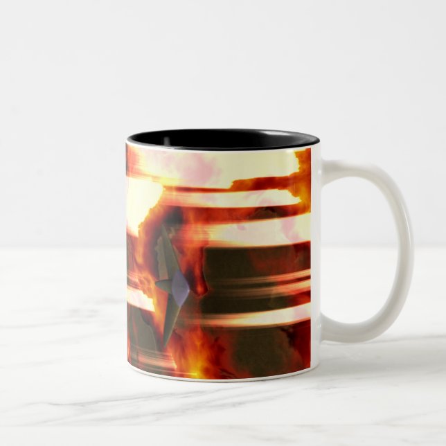 burning planet Two-Tone coffee mug (Right)