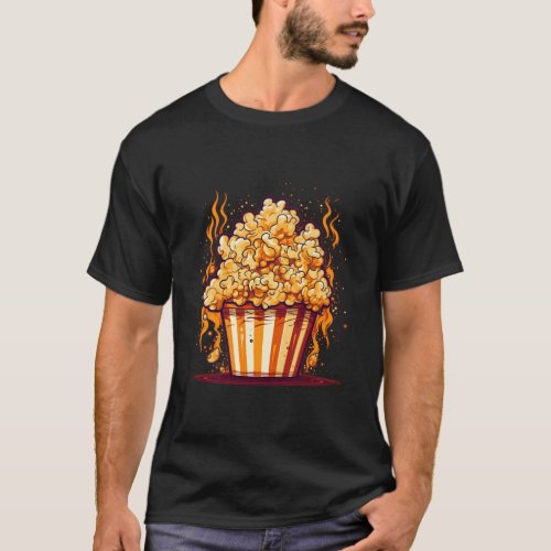 Burning Popcorn In Red Bucket T_Shirt