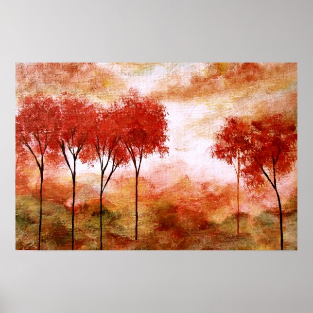 Burning Promise,Abstract Landscape Red Trees Large Poster (Front)