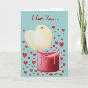 burning red heart shaped flame of romantic love holiday card