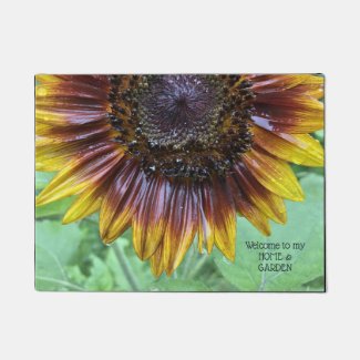 Burning Ring of Fire Sunflower Welcome Mat Rug