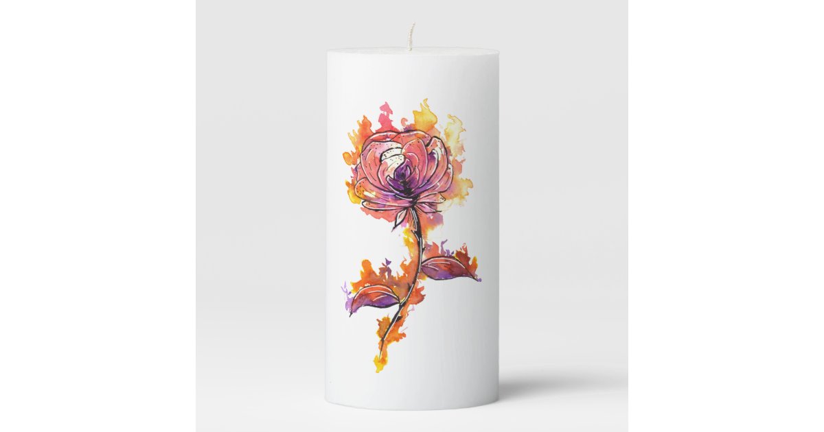 Burning Rose Tattoo Pillar Candle | Zazzle Burning Rose Tattoo Pillar Candle | Zazzle