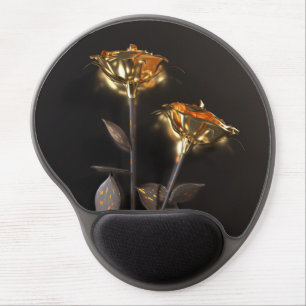Burning Roses – Golden Elegance Gel Mouse Pad