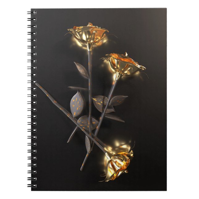 Burning Roses – Golden Elegance Notebook (Front)