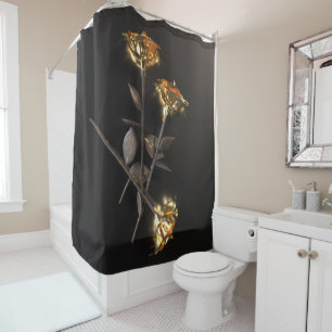 Burning Roses – Golden Elegance Shower Curtain