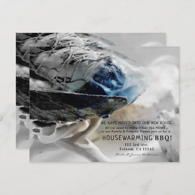 Burning Sage Smoking Metaphysical House Warming Invitation (Front/Back)