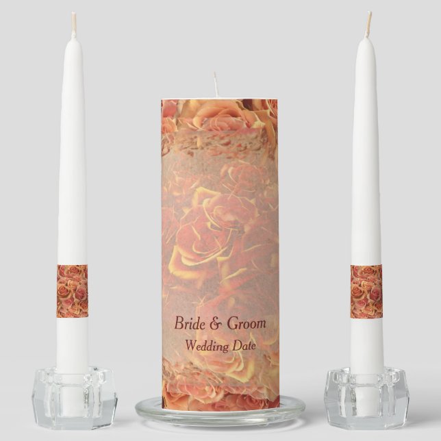 Burning Sand Roses Wedding Unity Candle Set (Front)