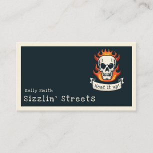 Burning skull business card