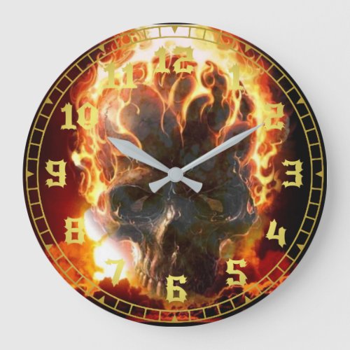 Burning Skull Large Clock
