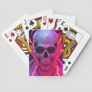 Burning skull poker cards