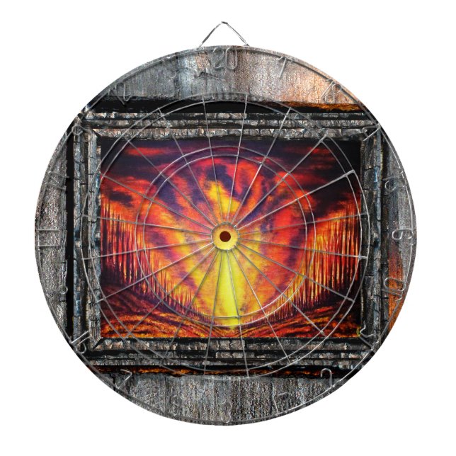Burning Sky Dartboard With Darts (Front)