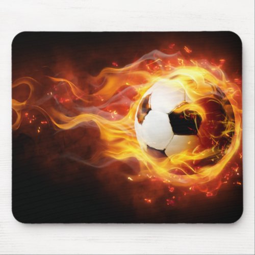Burning Soccer Ball Mouse Pad