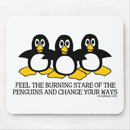 Burning Stare Of The Penguins Mous _ Customized Mouse Pad