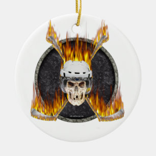 Burning Sticks Ceramic Ornament