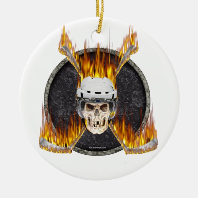 Burning Sticks Ceramic Ornament (Front)