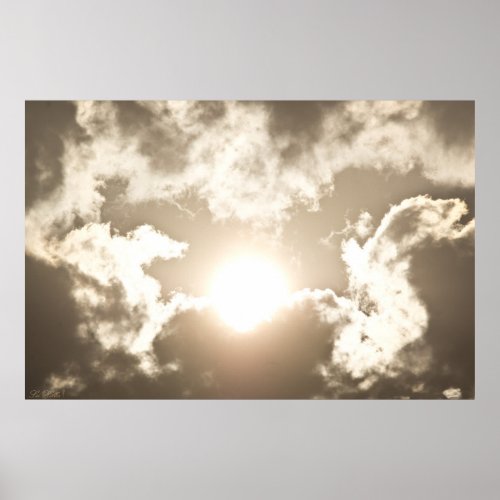 Burning Sun Bronze Sunrise Storm Clouds Poster