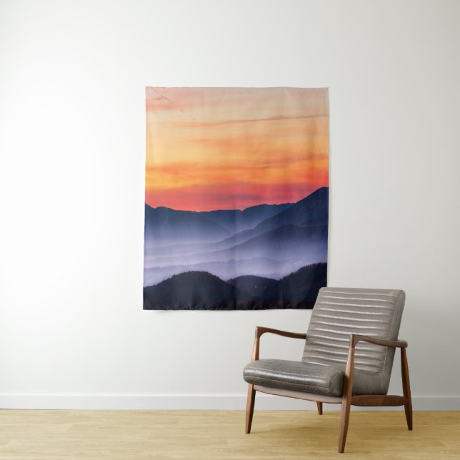 Burning sunset and fog in valley tapestry (In Situ)