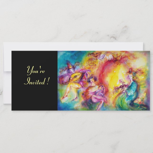 BURNING THE CARNIVAL, Mardi Gras Masquerade Ball Invitation (Front)