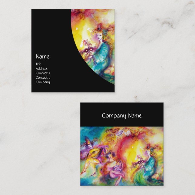 BURNING THE CARNIVAL / Theater ,Dance and Music Square Business Card (Front/Back)