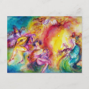 BURNING THE CARNIVAL / Venetian Carnival Dance Postcard
