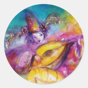 BURNING THE CARNIVAL / Venetian Masquerade Dance Classic Round Sticker