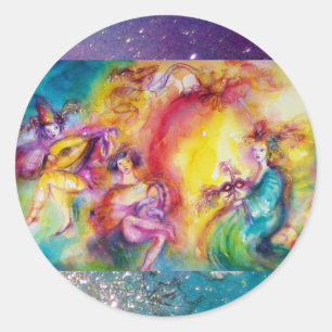 BURNING THE CARNIVAL / Venetian Masquerade Dance Classic Round Sticker