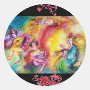 BURNING THE CARNIVAL / Venetian Masquerade Dance Classic Round Sticker