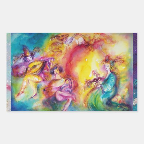 BURNING THE CARNIVAL  Venetian Masquerade Dance Rectangular Sticker