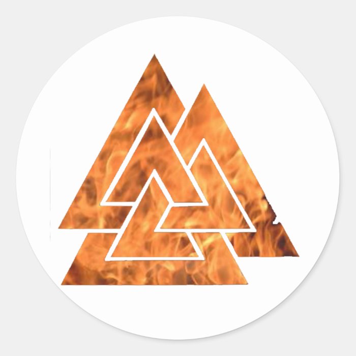 Burning Valknut Round Sticker