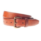 Burnished Gold Brass Buckle with Cognac Brown Leather Belt (Front)