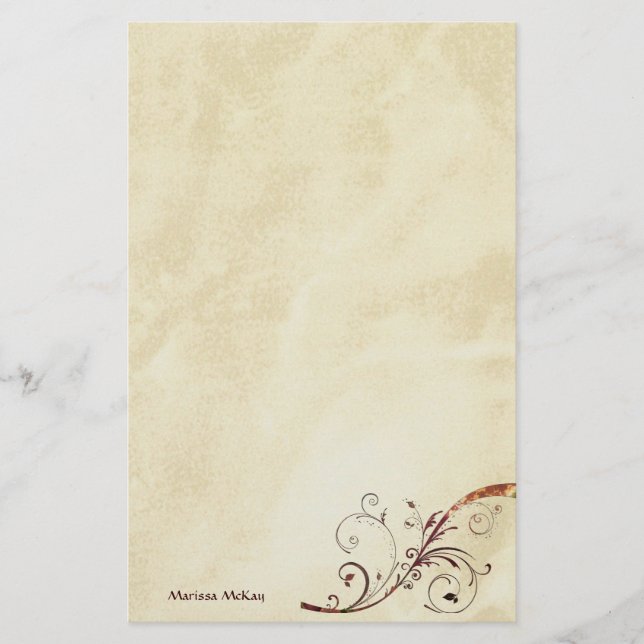 Burnished Gold Swirl Customizable Stationery (Front)