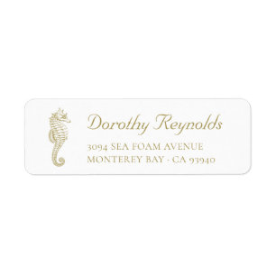 Burnished Gold Vintage Seahorse. Address Label