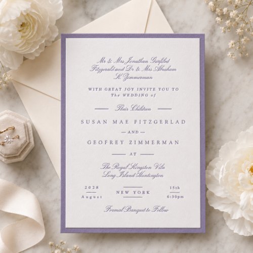 Burnished Lilac Formal Wedding Letterpress Invitation