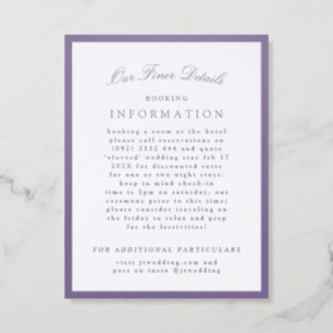 Burnished Lilac Wedding Extra Info Letterpress Enclosure Card