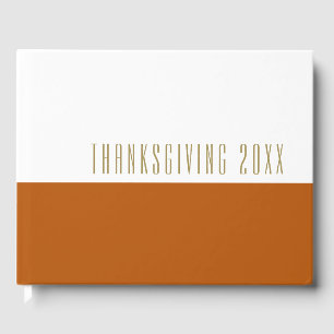 Burnished Orange White Color Block THANKSGIVING Guest Book