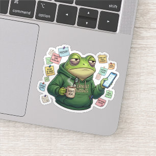 Burnout Frog Overwhelmed Work From Home Sticker