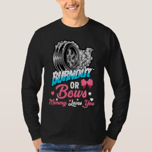 Burnout or Bows Gender Reveal Baby Party Announcem T-Shirt
