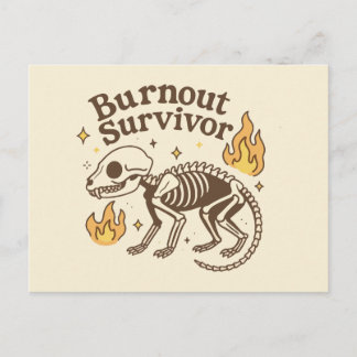 Burnout Survivor Possum Skeleton Postcard