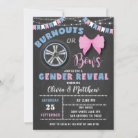 Burnouts or bows gender reveal invitation