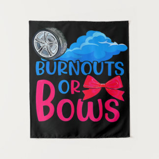 Burnouts or Bows Gender Reveal party mom or dad Tapestry