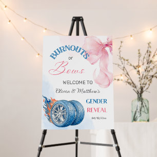 Burnouts or Bows Gender Reveal Welcome Sign