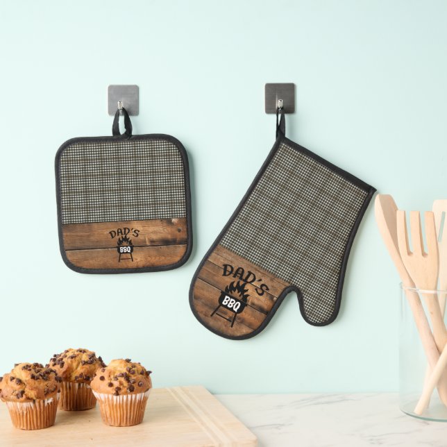 Burns Check  Original Scottish Tartan Oven Mitt & Pot Holder Set (Insitu(Hanging))