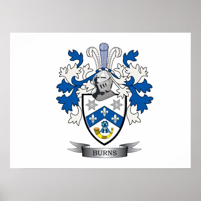 Burns Family Crest Coat of Arms Poster (Front)