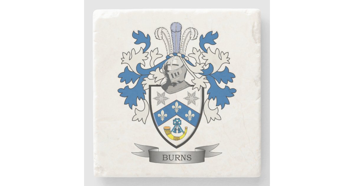 Burns Family Crest Coat of Arms Stone Coaster | Zazzle
