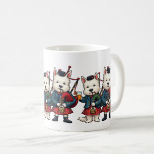 Burns Night West Highland Terrier Bagpipers Coffee Mug