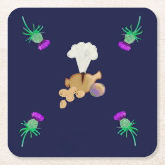 Burns supper square paper coaster