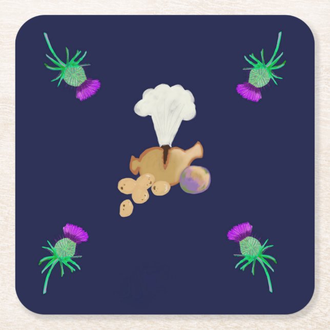Burns supper square paper coaster (Front)